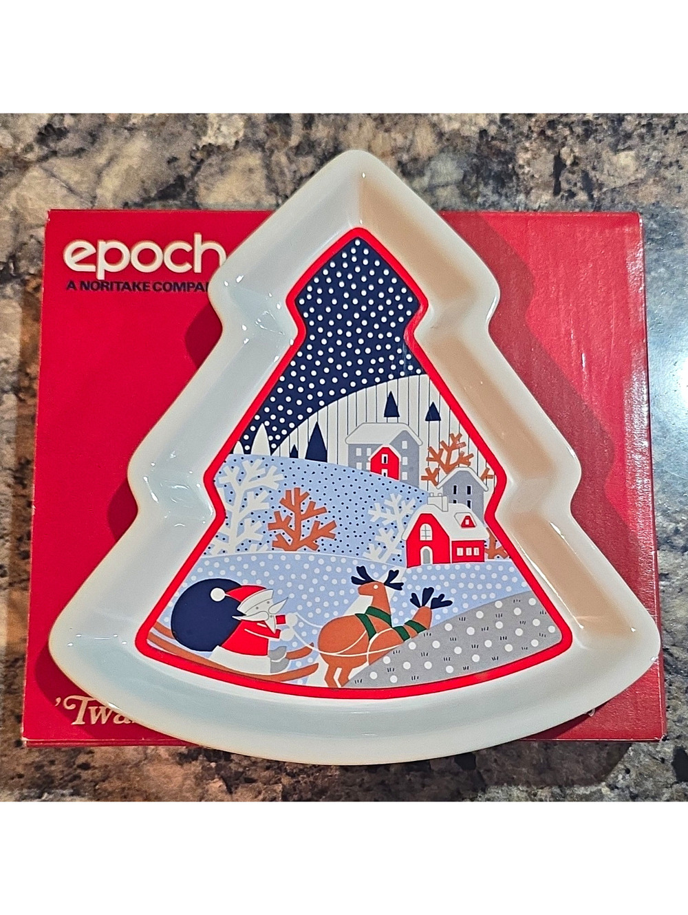 Vintage Noritake Epoch Twas the Night Before Christmas Tree Plate Dish 8100